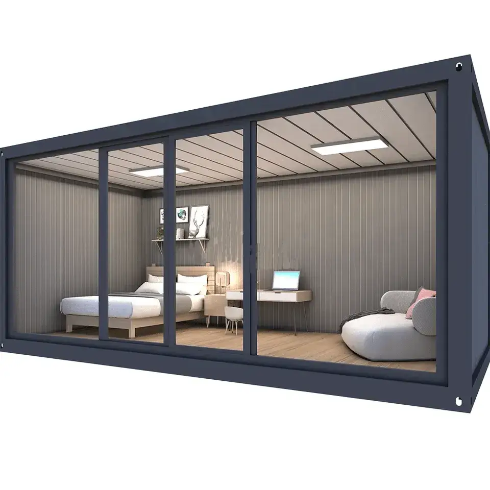 konteinerinis namas su didleiais stiklais